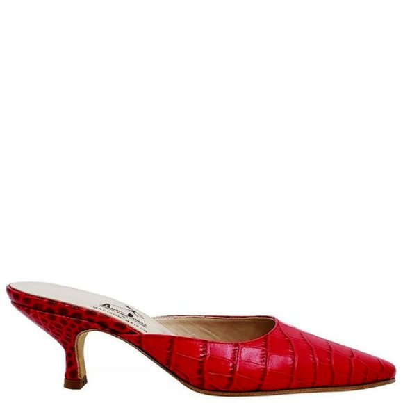 AMATO DANIELE Shoes - AMATO DANIELE PRINTED CROC RED LOW HEEL MULE